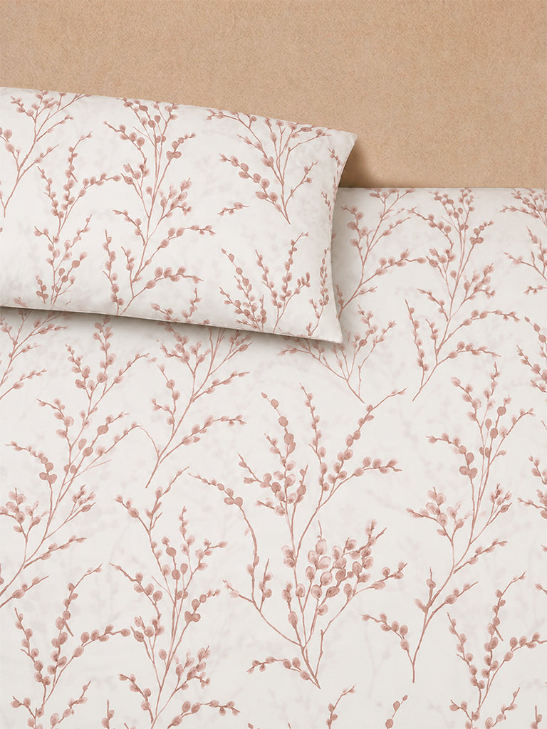 Westside Home Dusty Pink Foliage Printed Queen Bed Sheet Set