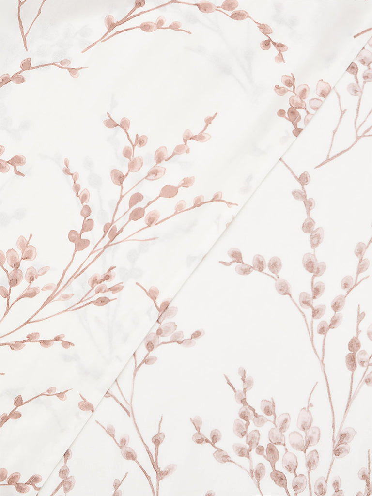 Westside Home Dusty Pink Foliage Printed Queen Bed Sheet Set