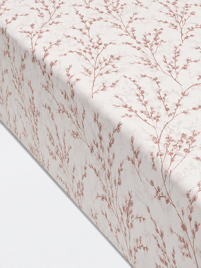 Westside Home Dusty Pink Foliage Printed King Bed Sheet Set