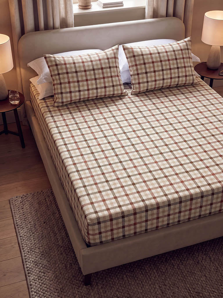 Westside Home Multicolor Checkered Queen Fitted Bed Sheet Set
