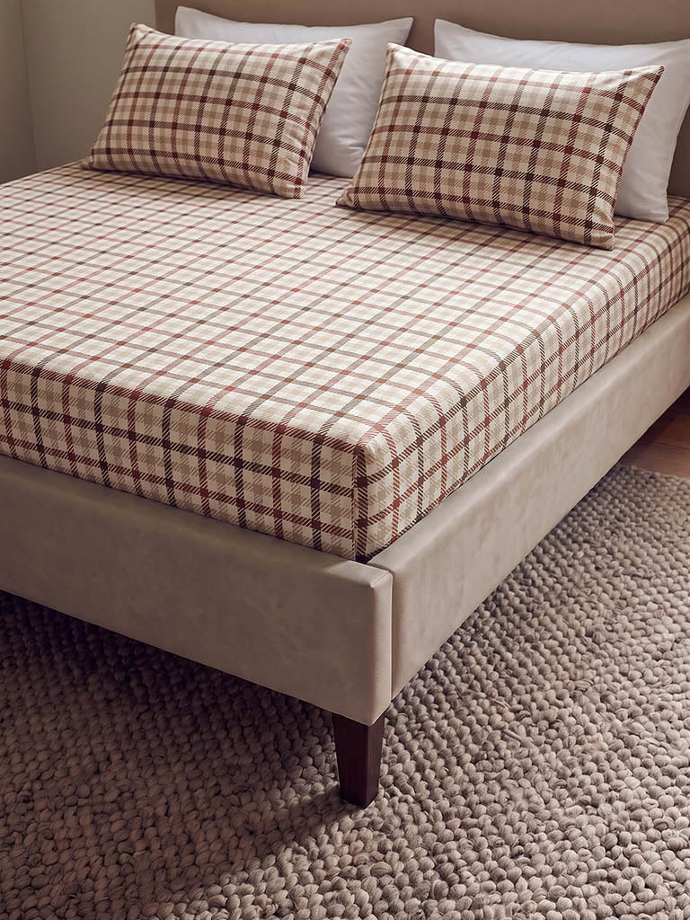 Westside Home Multicolor Checkered Queen Fitted Bed Sheet Set
