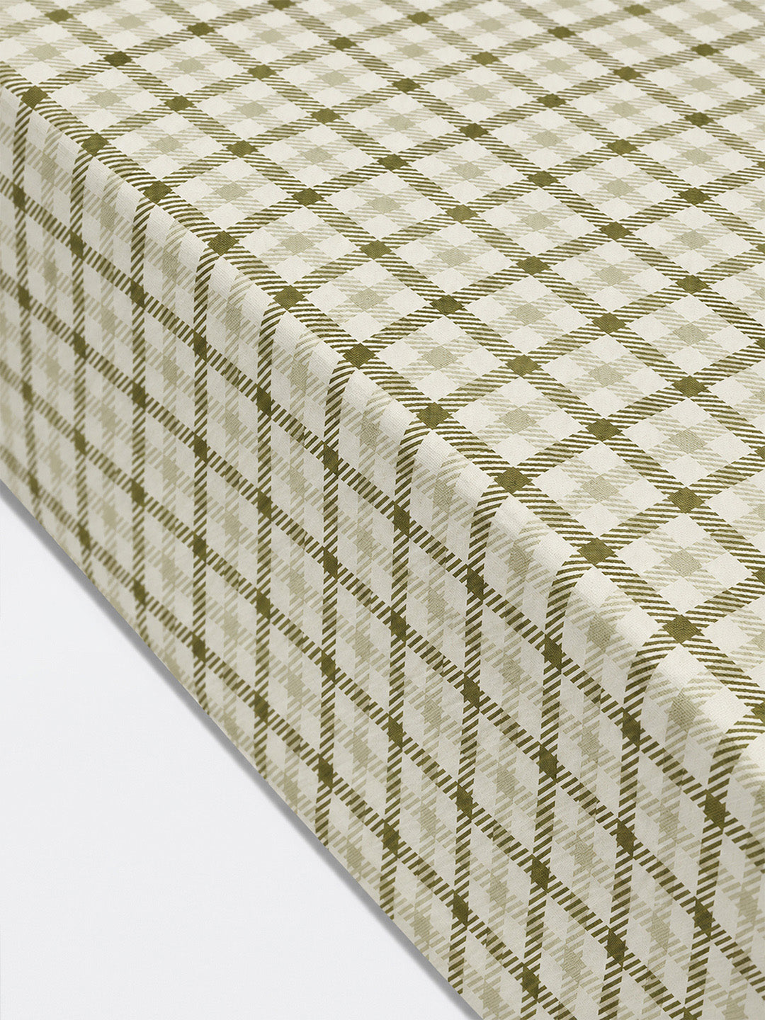Westside Home Olive Checkered King Fitted Bed Sheet Set