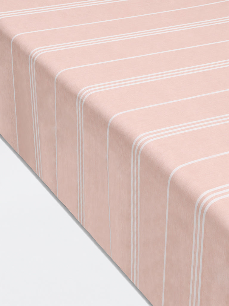 Westside Home Dusty Pink Stripe Pattern King Fitted Bed Sheet Set