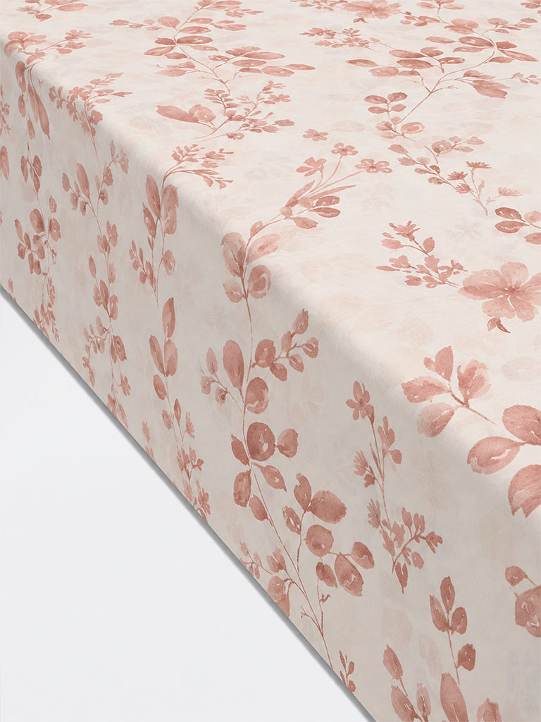 Westside Home Rust Botanical Design Queen Bed Sheet Set