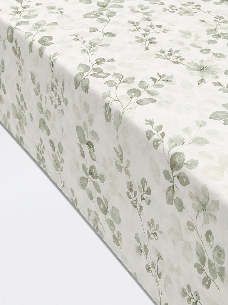 Westside Home Sage Botanical Pattern Queen Bed Sheet Set