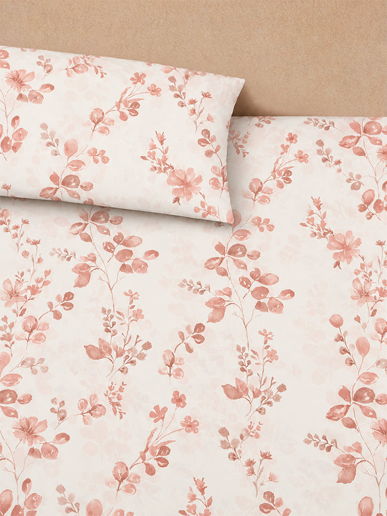 Westside Home Rust Botanical Design King Bed Sheet Set