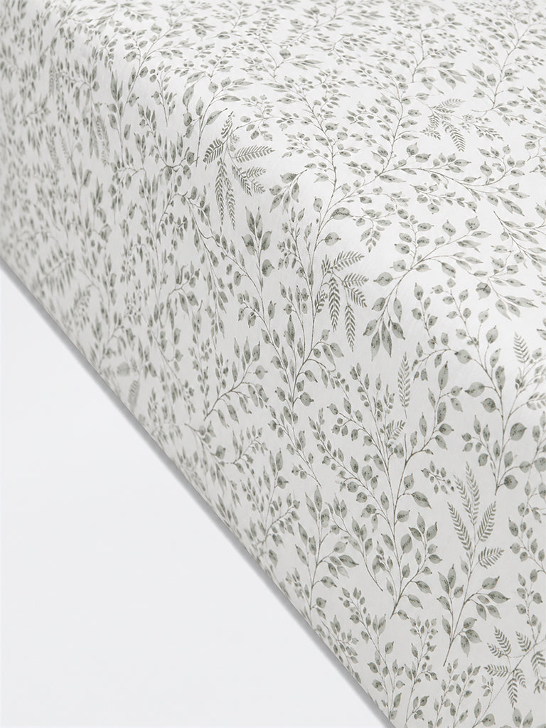 Westside Home Sage Foliage Printed King Bed Sheet Set