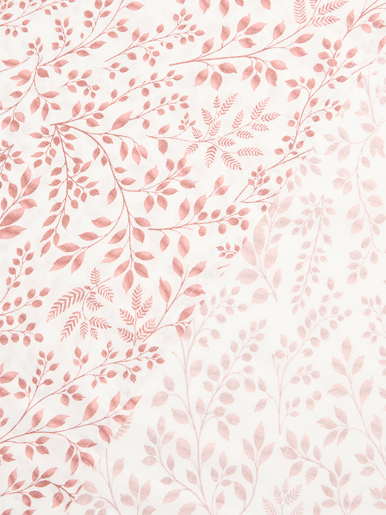 Westside Home Light Maroon Foliage Printed Queen Bed Sheet Set