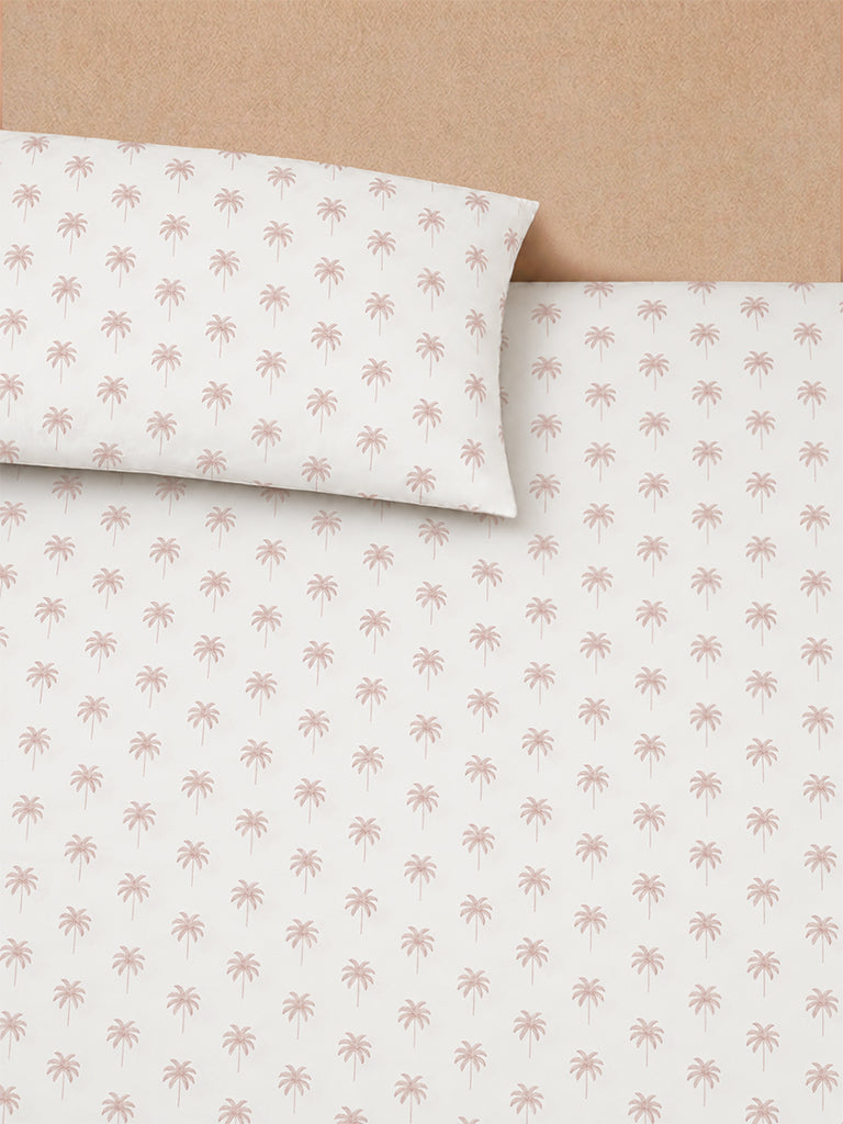 Westside Home Dusty Pink Palm Tree Printed King Bed Sheet Set