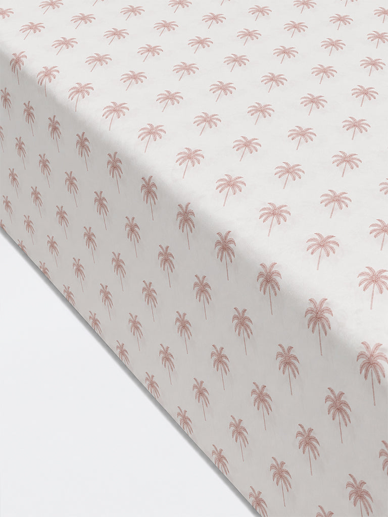 Westside Home Dusty Pink Palm Tree Printed King Bed Sheet Set