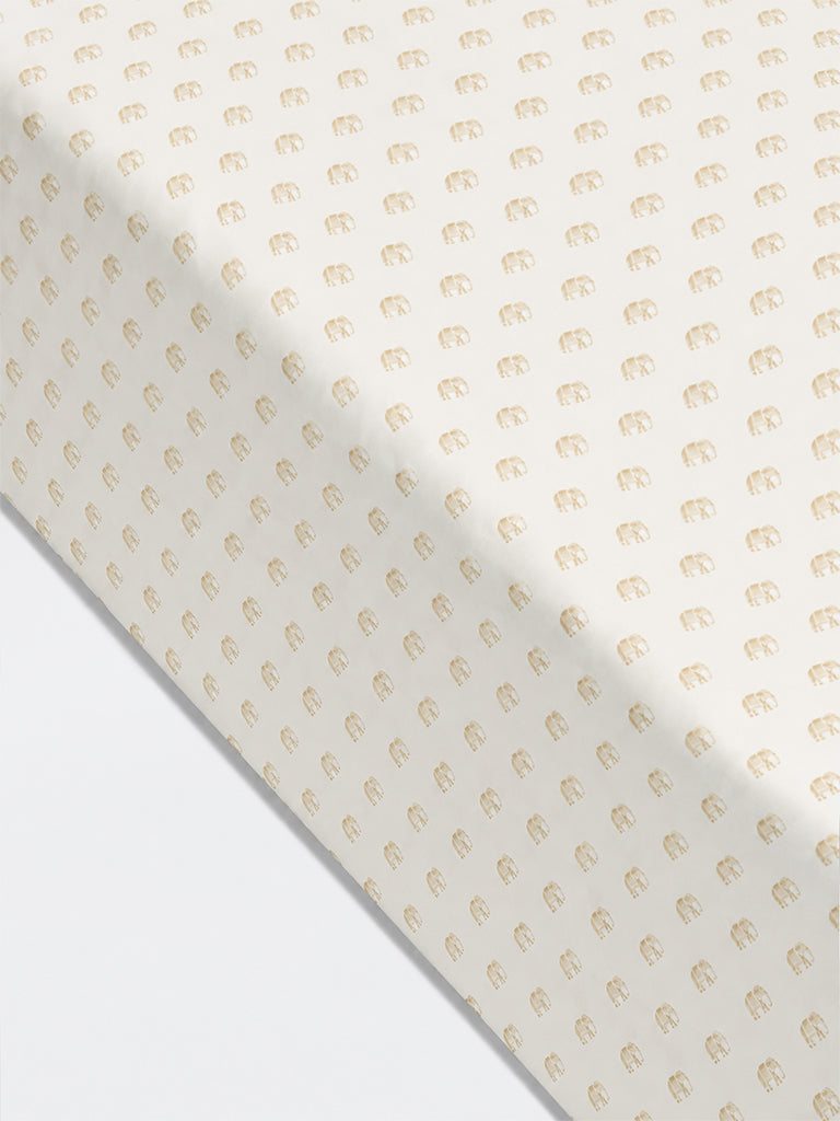 Westside Home Beige Elephant Printed King Bed Sheet Set