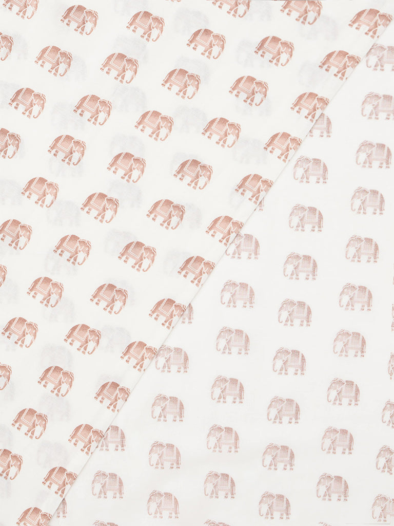 Westside Home Dusty Pink Elephant Printed King Bed Sheet Set