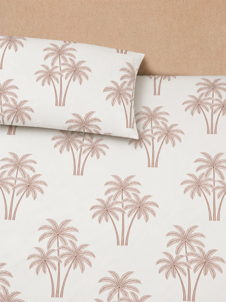Westside Home Dusty Pink Tropical Printed Queen Bed Sheet Set