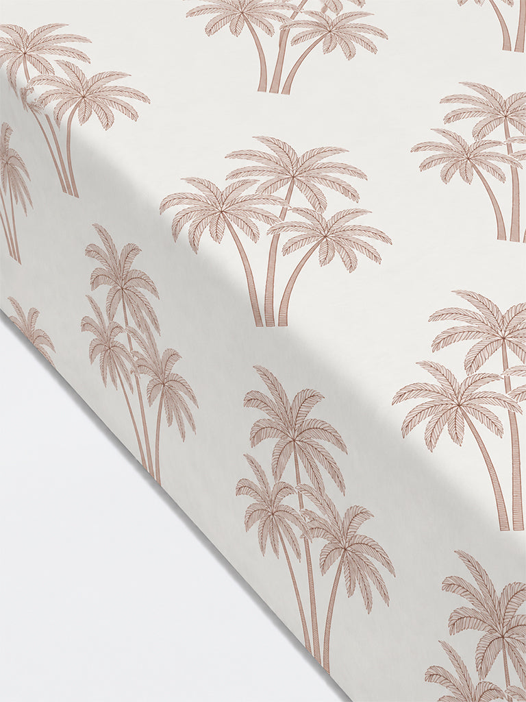 Westside Home Dusty Pink Tropical Printed Queen Bed Sheet Set