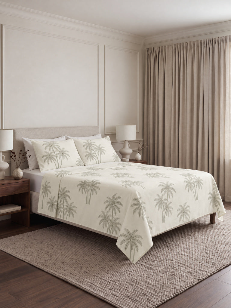 Westside Home Sage Tropical Printed Queen Bed Sheet Set