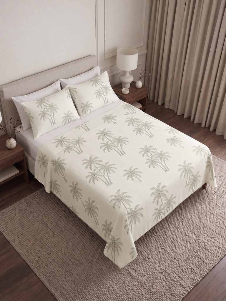 Westside Home Sage Tropical Printed Queen Bed Sheet Set