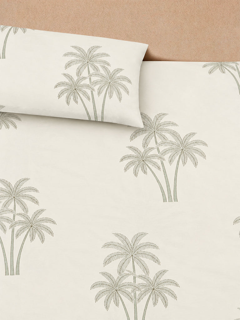 Westside Home Sage Tropical Printed Queen Bed Sheet Set