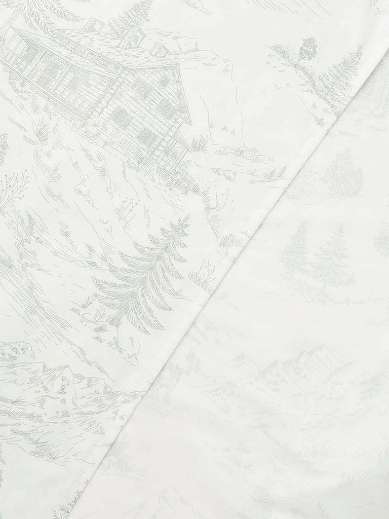 Westside Home Sage Toile Printed King Bed Sheet Set
