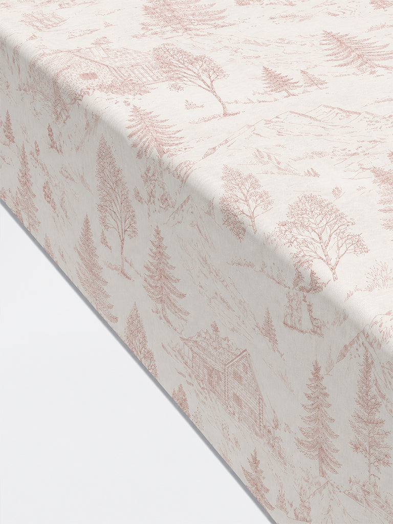 Westside Home Red Toile Pattern Queen Bed Sheet Set