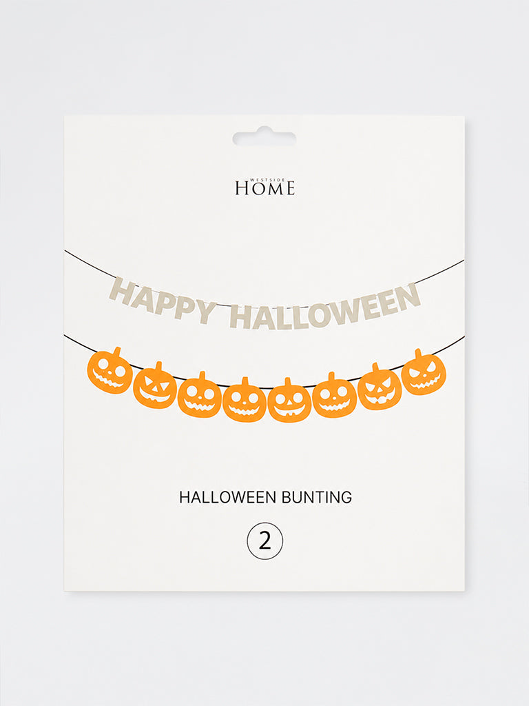 Westside Home Multicolor Pumpkin & Text Design Halloween Bunting - Set of 2