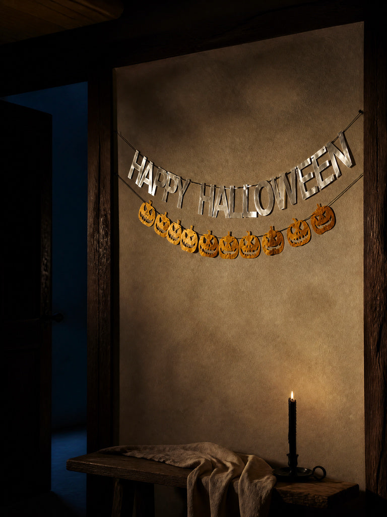 Westside Home Multicolor Pumpkin & Text Design Halloween Bunting - Set of 2