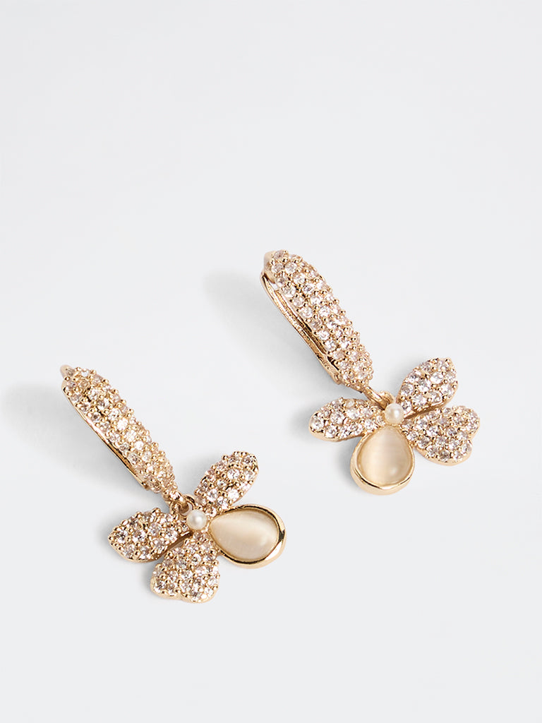 Westside Accessories Gold Embellished Floral Earrings