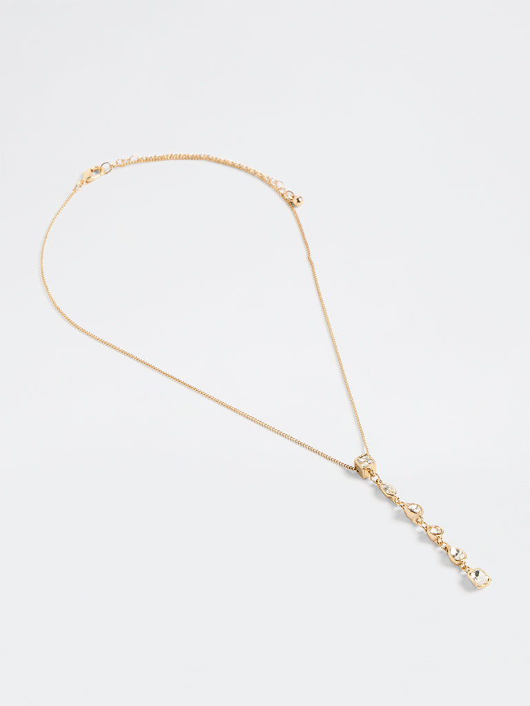 Westside Accessories Gold Diamante Y-Chain Necklace