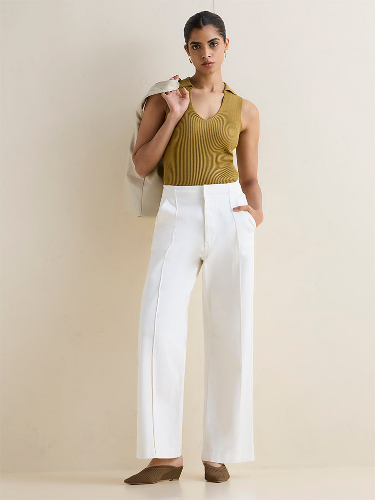 Wardrobe Olive Ribbed-Textured Top