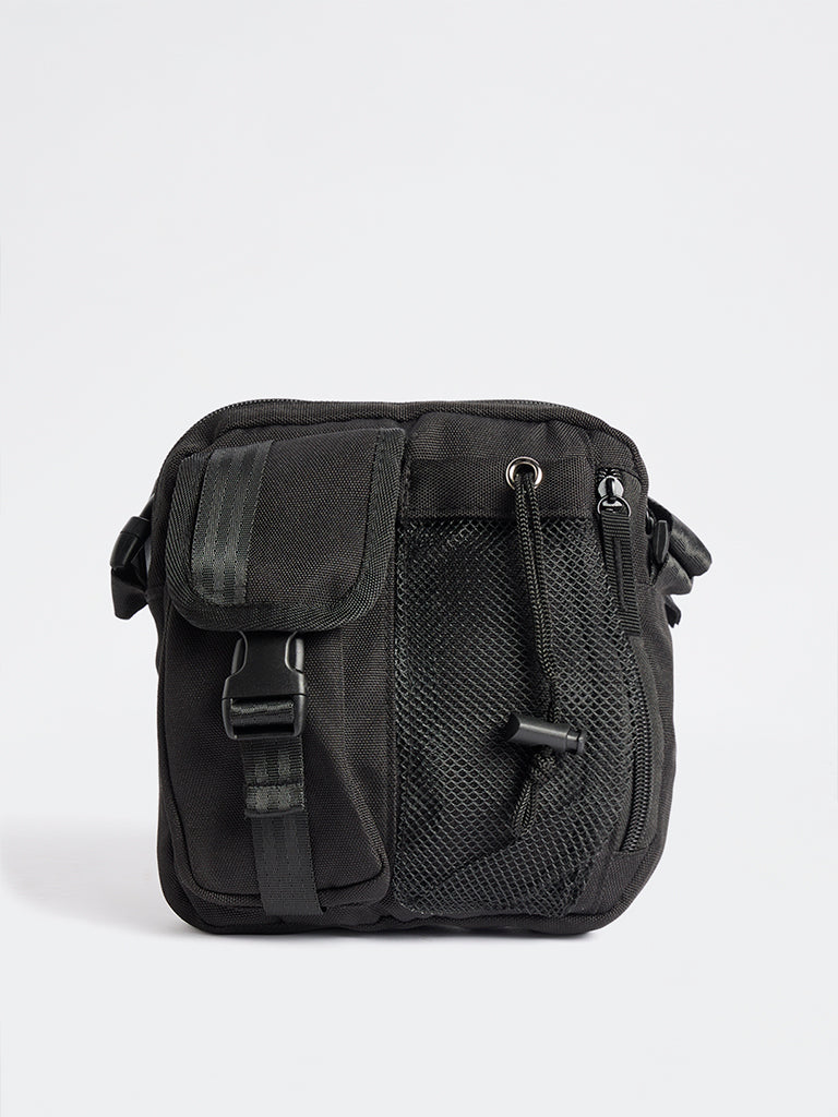Westside Black Buckle-Detail Square Crossbody Bag