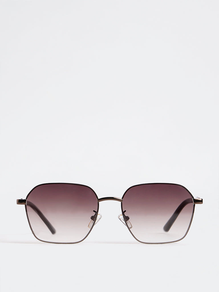 Nuon Brown Metal Square-Frame Sunglasses - Comes with a Pouch and Cleaning Cloth