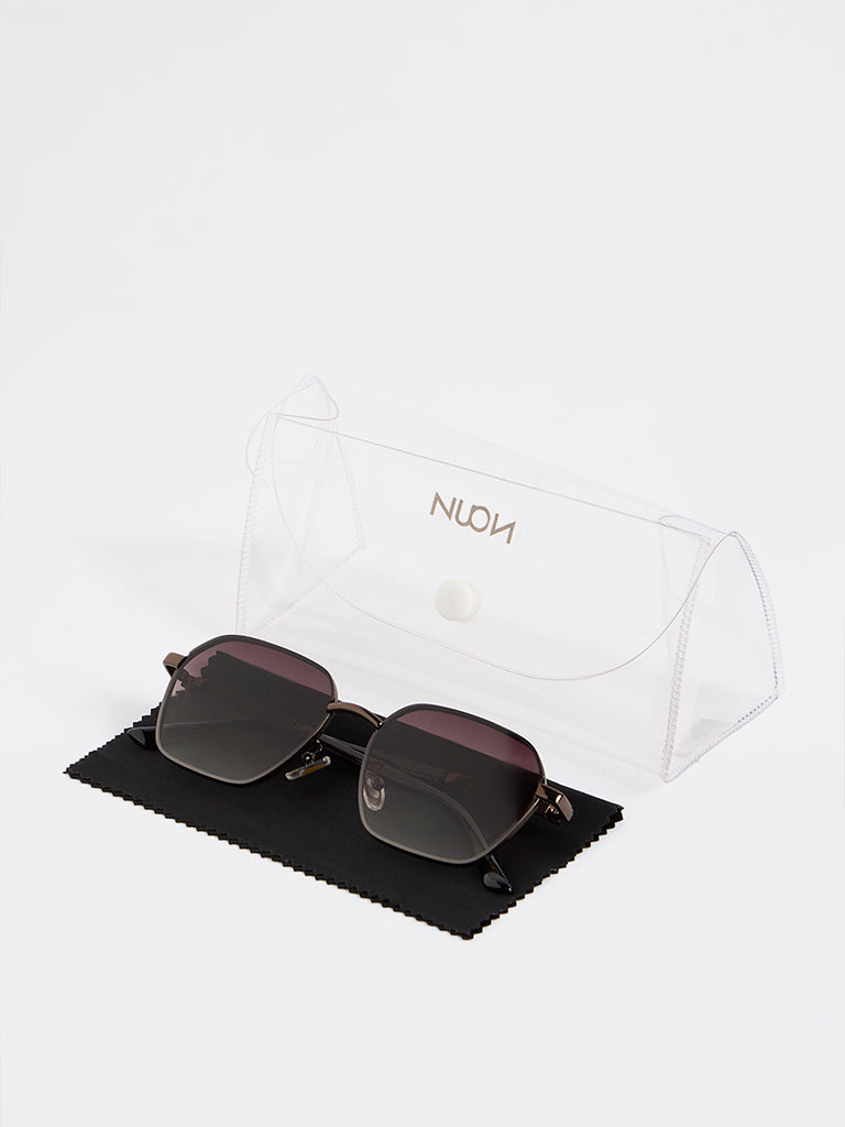 Nuon Brown Metal Square-Frame Sunglasses - Comes with a Pouch and Cleaning Cloth