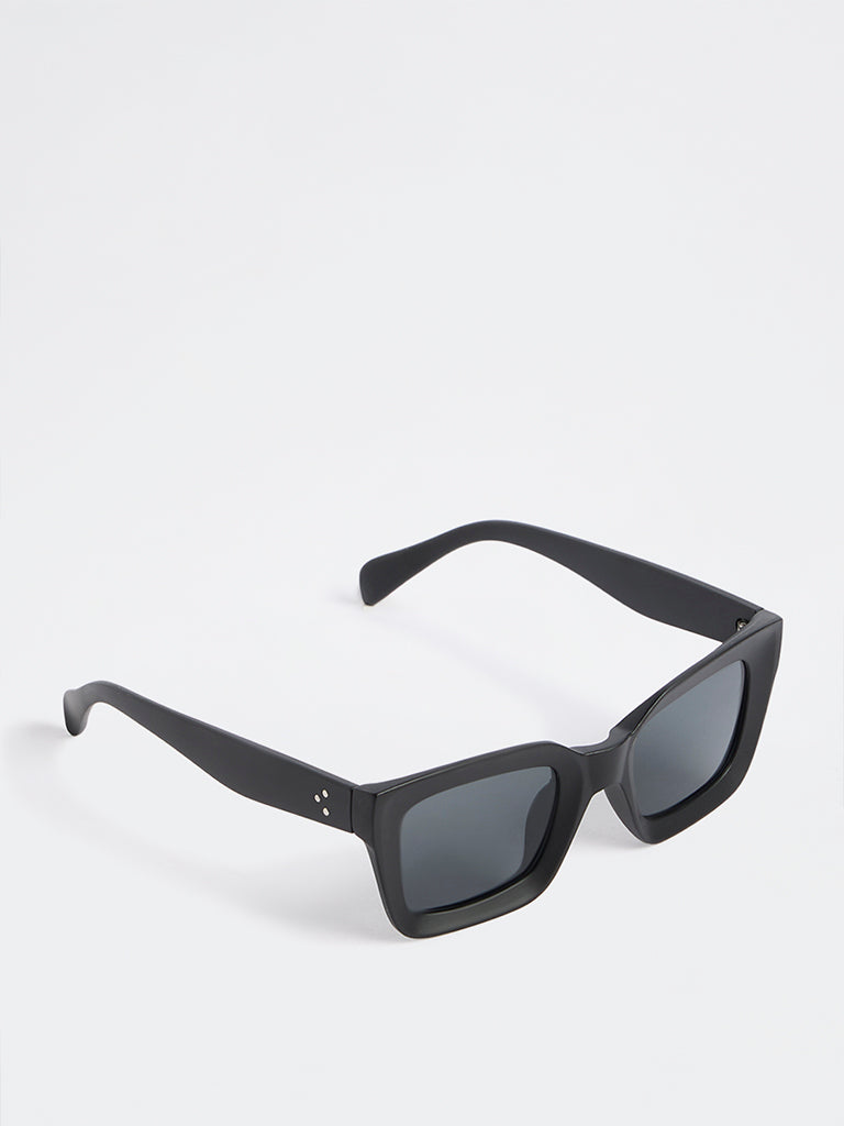Nuon Black Square-Frame Sunglasses - Comes with a Pouch and Cleaning Cloth