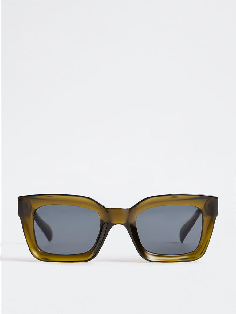 Nuon Brown Square-Frame Sunglasses - Comes with a Pouch and Cleaning Cloth
