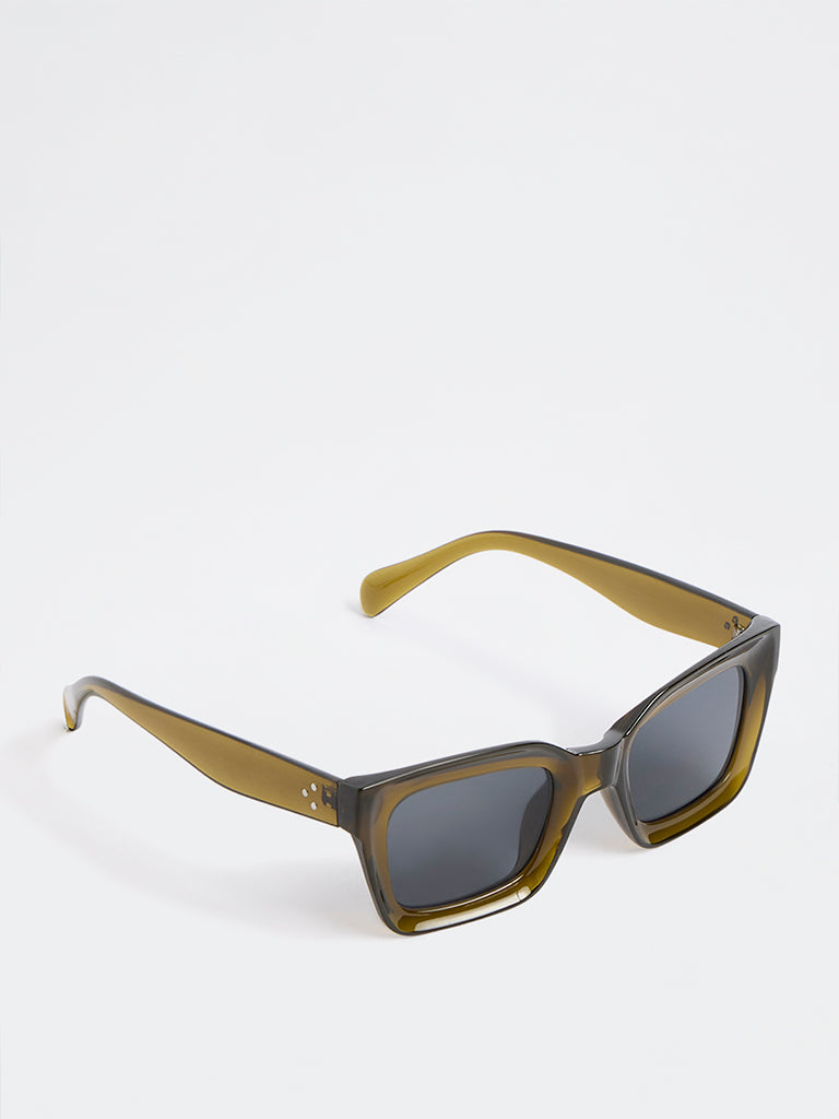 Nuon Brown Square-Frame Sunglasses - Comes with a Pouch and Cleaning Cloth