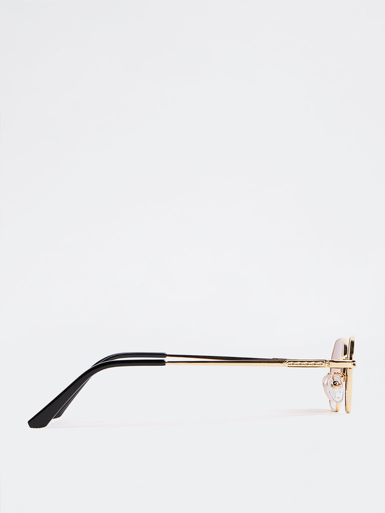 Nuon Brown Geometric Sunglasses - Comes with a Pouch and Cleaning Cloth