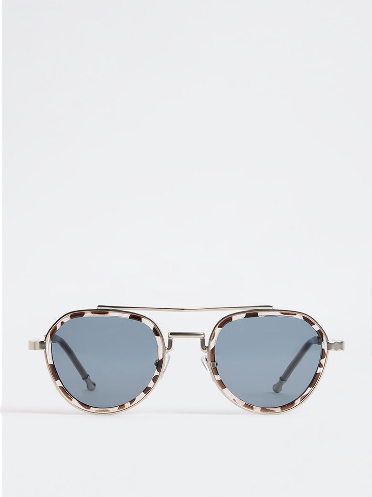 Nuon Blue Metal Frame Sunglasses - Comes with a Pouch and Cleaning Cloth