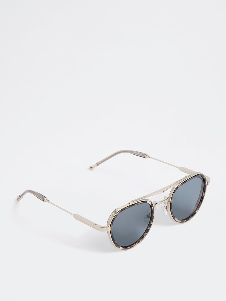 Nuon Blue Metal Frame Sunglasses - Comes with a Pouch and Cleaning Cloth