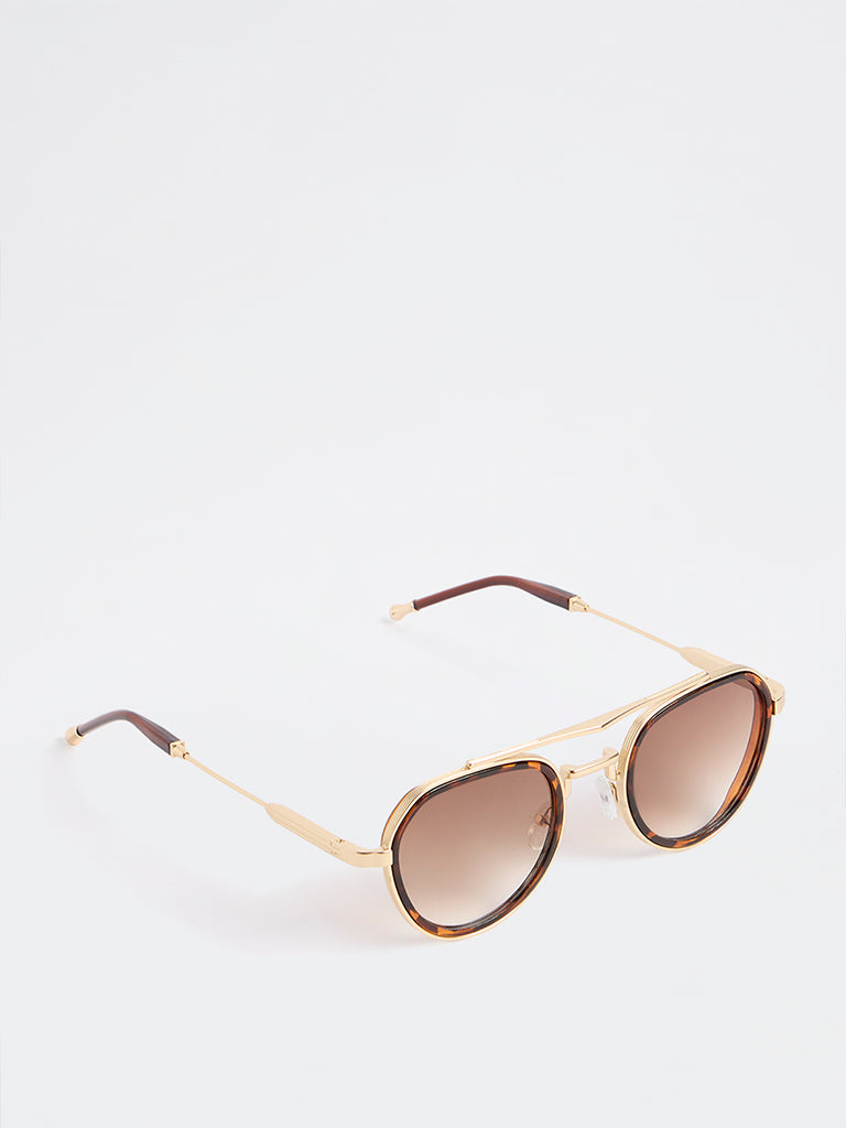 Nuon Brown Printed Metal Frame Sunglasses - Comes with a Pouch and Cleaning Cloth