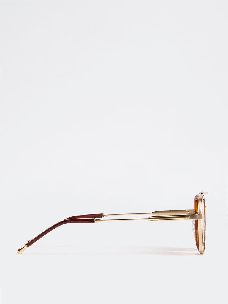 Nuon Brown Printed Metal Frame Sunglasses - Comes with a Pouch and Cleaning Cloth