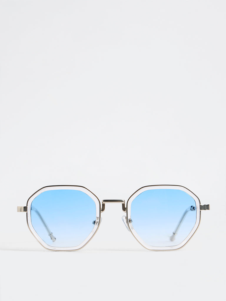 Nuon Blue Geometric Sunglasses - Comes with a Pouch and Cleaning Cloth