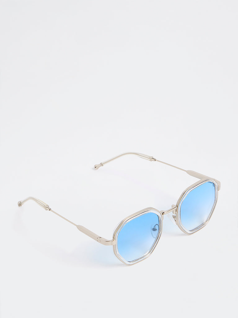 Nuon Blue Geometric Sunglasses - Comes with a Pouch and Cleaning Cloth