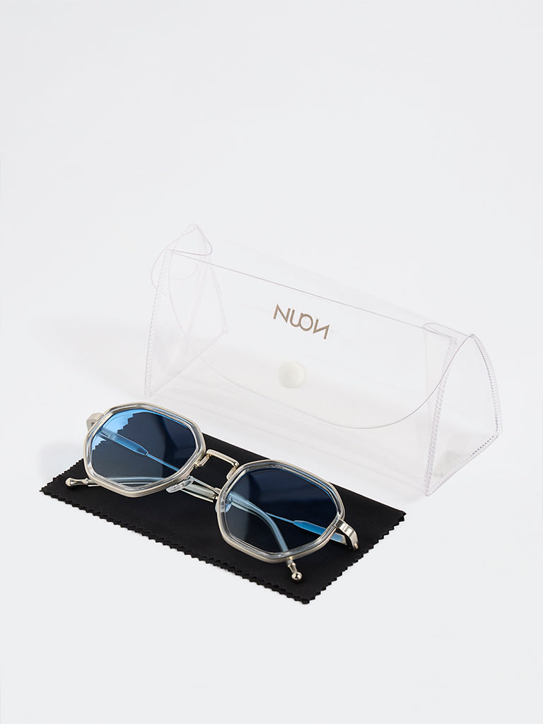 Nuon Blue Geometric Sunglasses - Comes with a Pouch and Cleaning Cloth