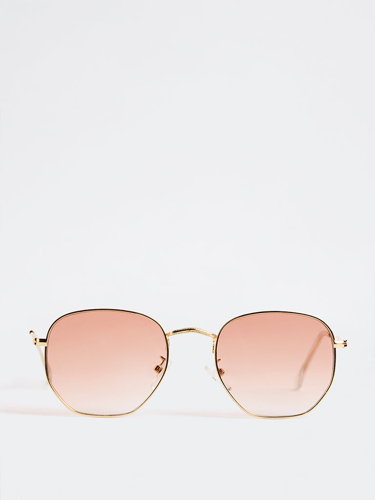 Nuon Brown Geometric Sunglasses - Comes with a Pouch and Cleaning Cloth