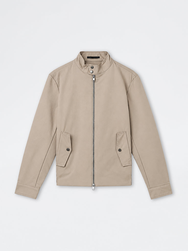 Ascot Taupe Zipper-Front Relaxed-Fit Cotton-Blend Jacket