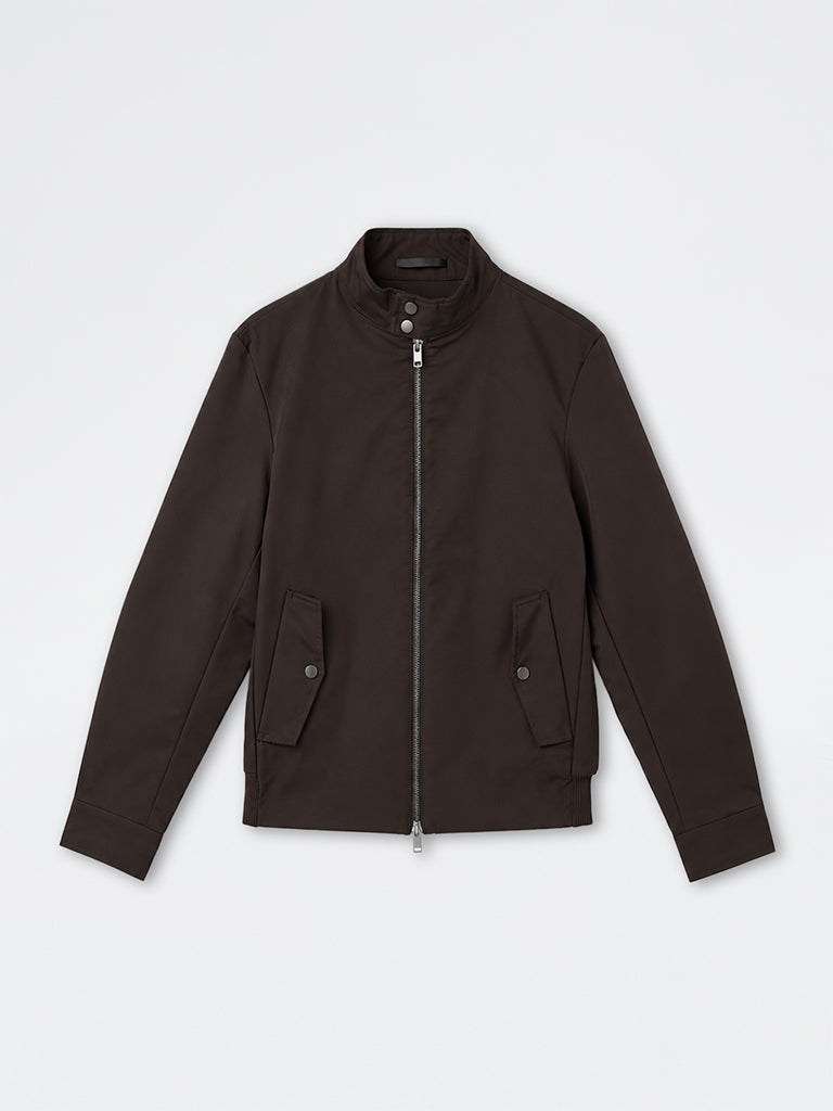 Ascot Dark Brown Zipper-Front Relaxed-Fit Cotton-Blend Jacket