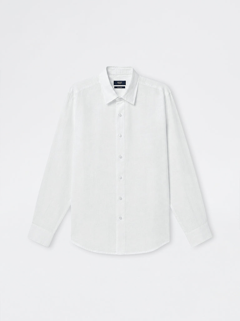 Ascot Off-White Relaxed-Fit Linen Shirt