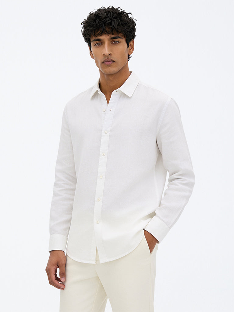 Ascot Off-White Relaxed-Fit Linen Shirt