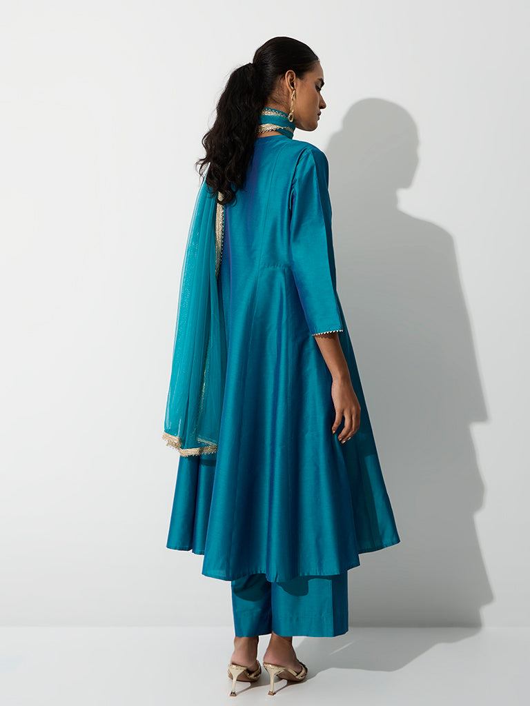 Vark Blue Paisley Embroidered Anarkali Ethnic Set