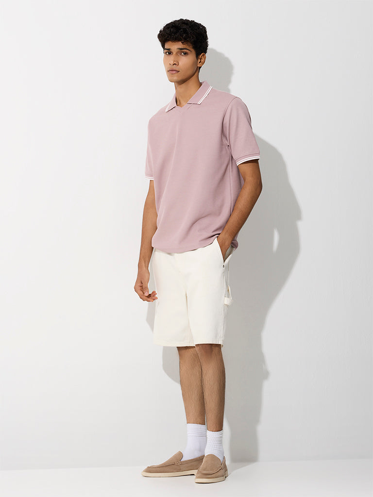 WES Casuals Dusty Pink Relaxed-Fit T-Shirt
