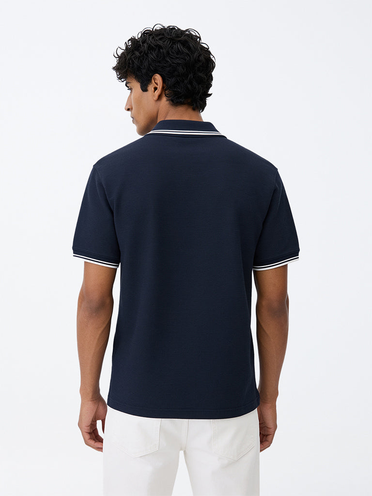 WES Casuals Navy Solid Relaxed-Fit T-Shirt